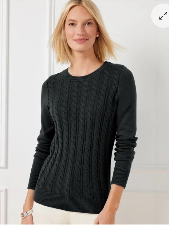 Talbots Sweaters - Talbots Petite Black Cable Knit Shoulder Button Sweater SP